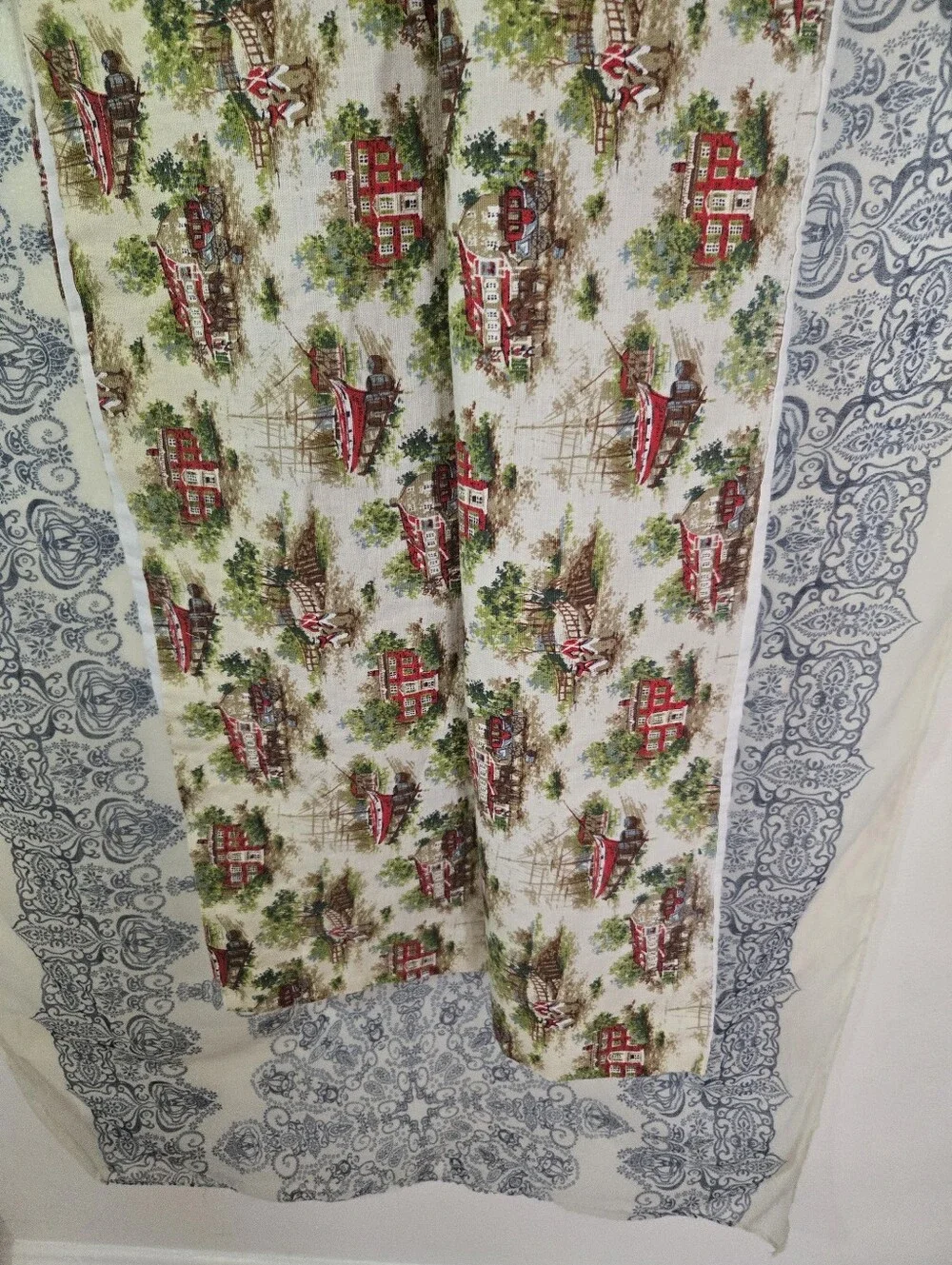 Vintage Coastal Farmhouse Valance Table Runner 87x19